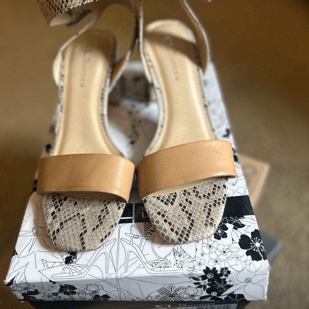 Brand new CL by Laundry Tan and Snake Print Sandals-Size 9